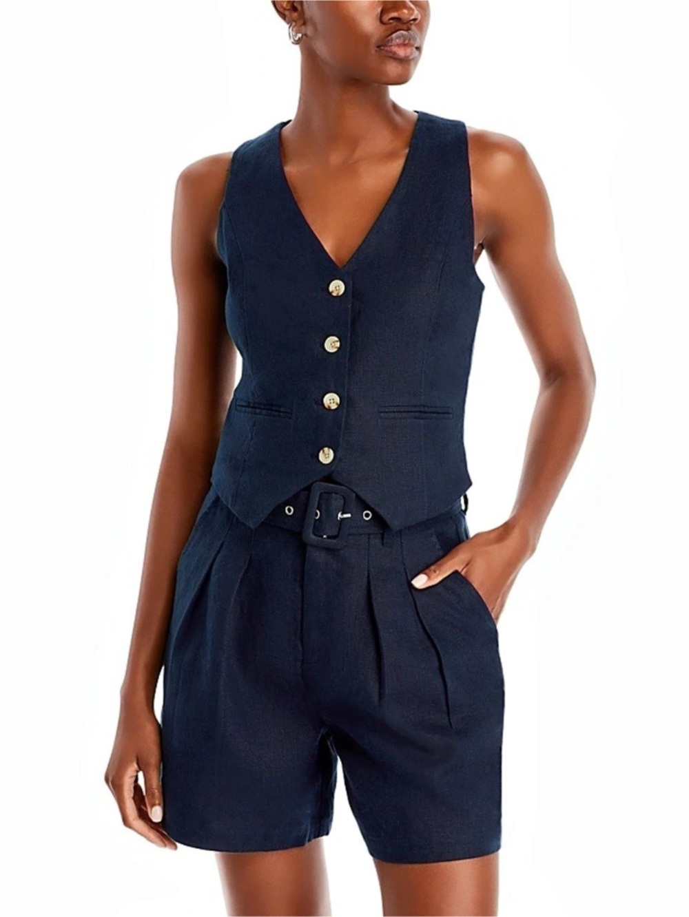 BLANK NYC Navy Linen Set